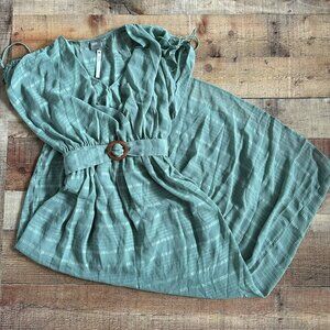 ASOS Tall Wrap Front Maxi Dress with Belt in Khaki Green -8